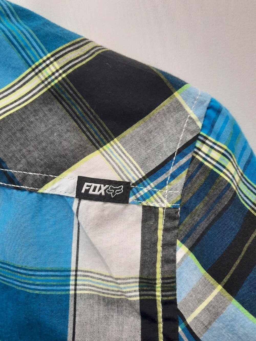 Fox Racing Youth Boys Plaid Button Up Shirt Size M (10/12) Blue Black White - Picture 4 of 9